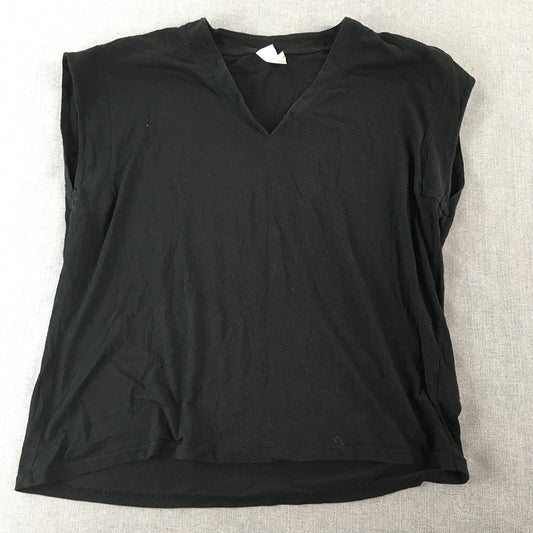 Seed Heritage Womens Top Size L Black V-Neck Short Sleeve Shirt