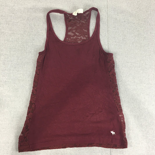 Abercrombie & Fitch Womens Tank Top Size S Purple Floral Lace Sleeveless Shirt