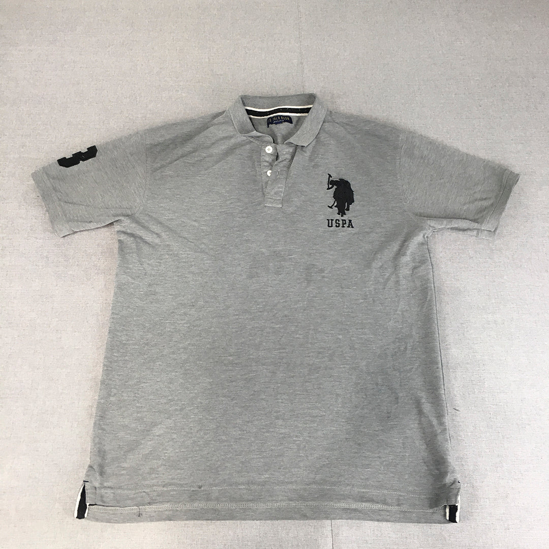 U.S. Polo Assn. Mens Shirt Size XL Grey Logo Collared Rugby