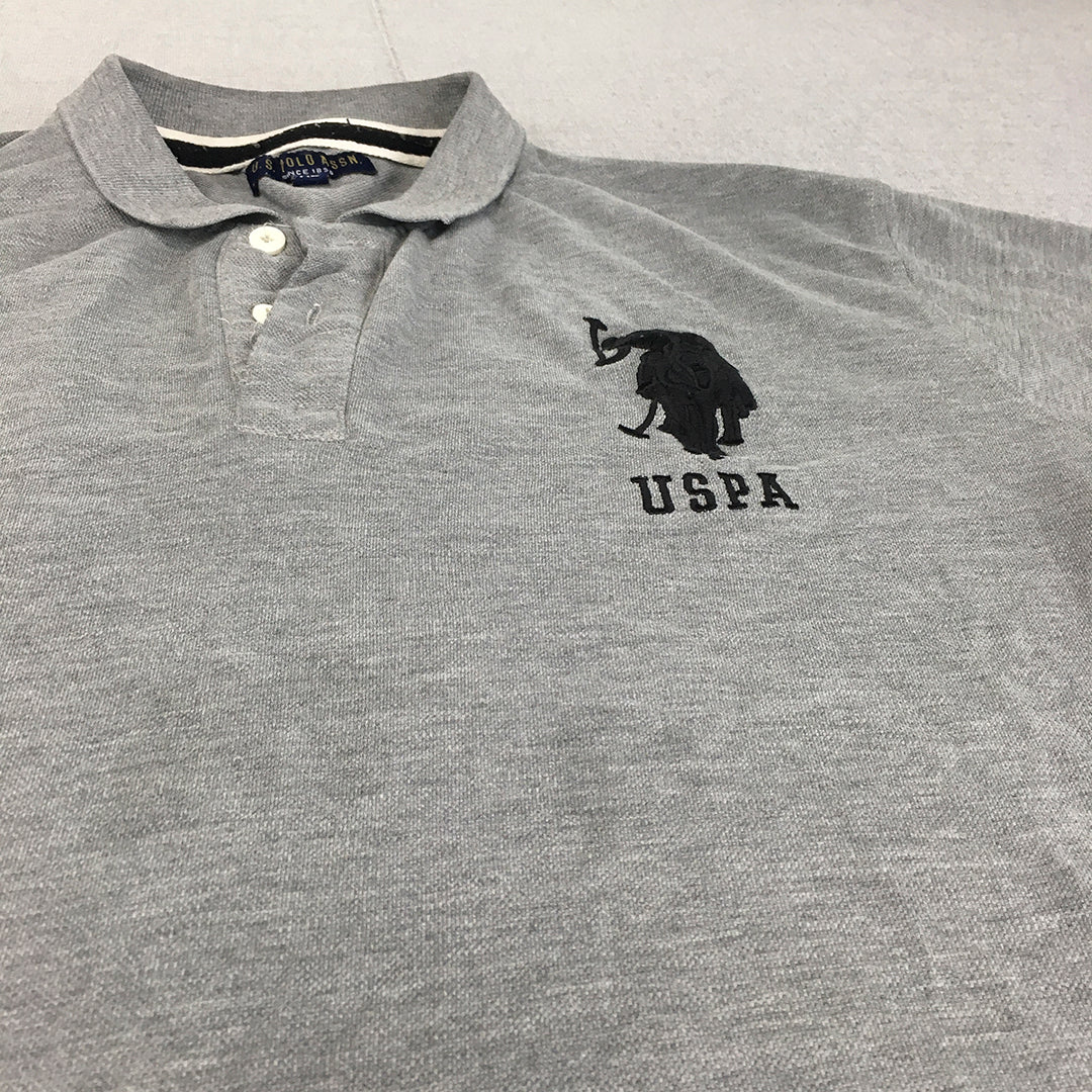 U.S. Polo Assn. Mens Shirt Size XL Grey Logo Collared Rugby