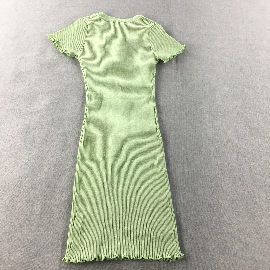 Thanne Womens Bodycon Dress Size S/M Green Short Sleeve Knit Mini