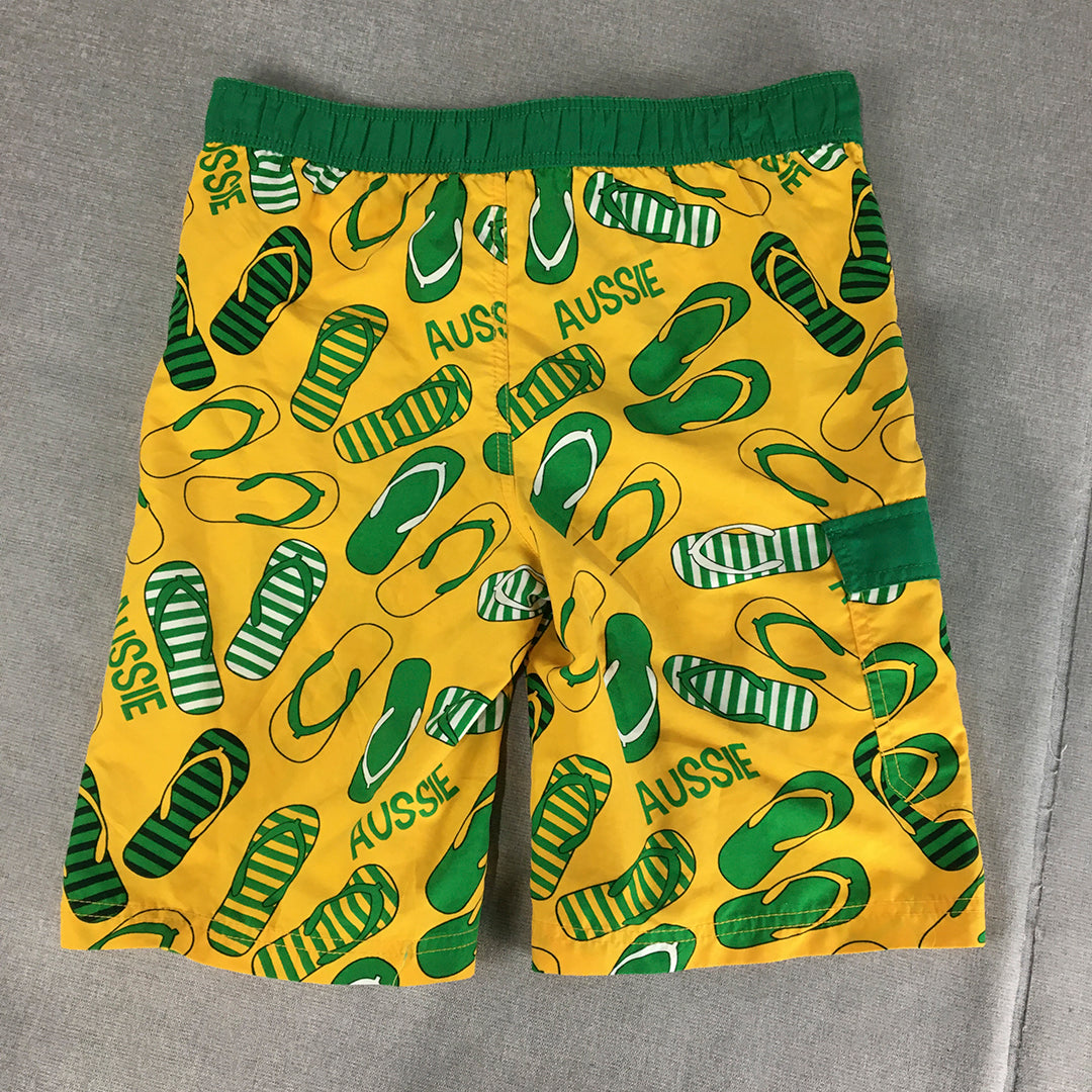 ASC Kids Boys Board Shorts Size 14 Yellow Green Surf Swim Australian Boardies