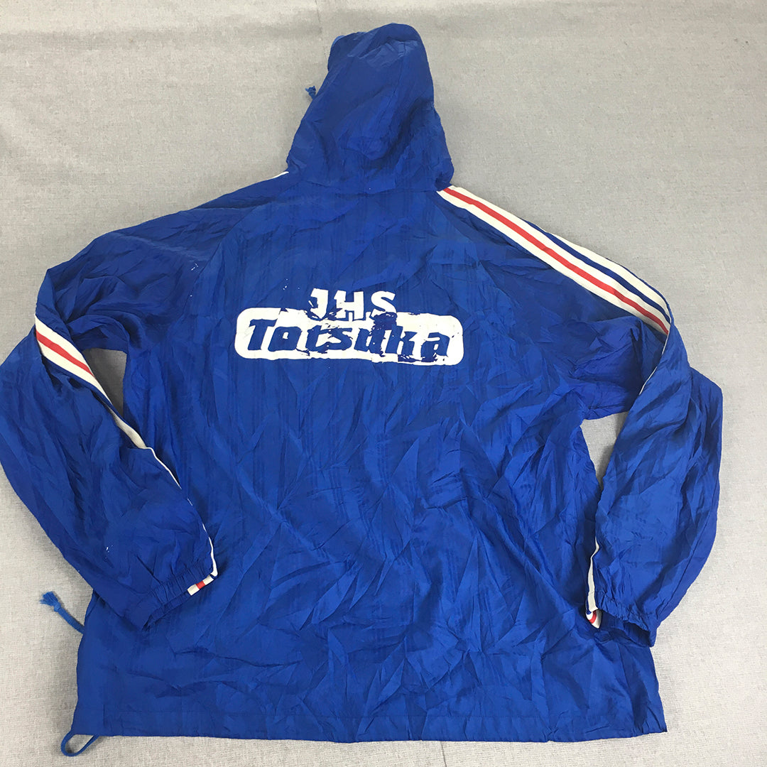 Vintage Adidas Japan Football Hoodie Mens Size M Blue Big Logo Pullover Jumper