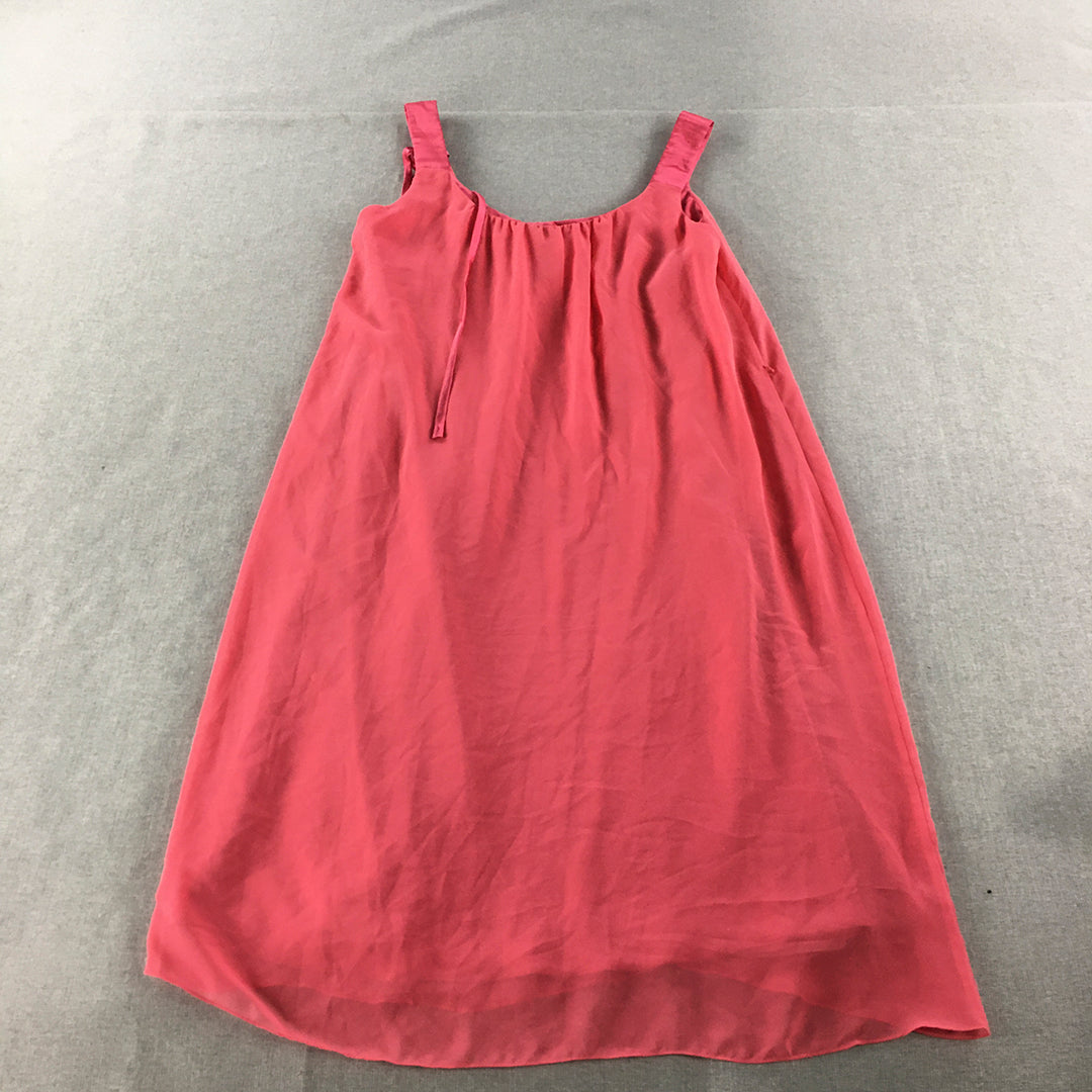 Charlie Brown Womens A-Line Dress Size 12 Pink Sleeveless Pleated Midi