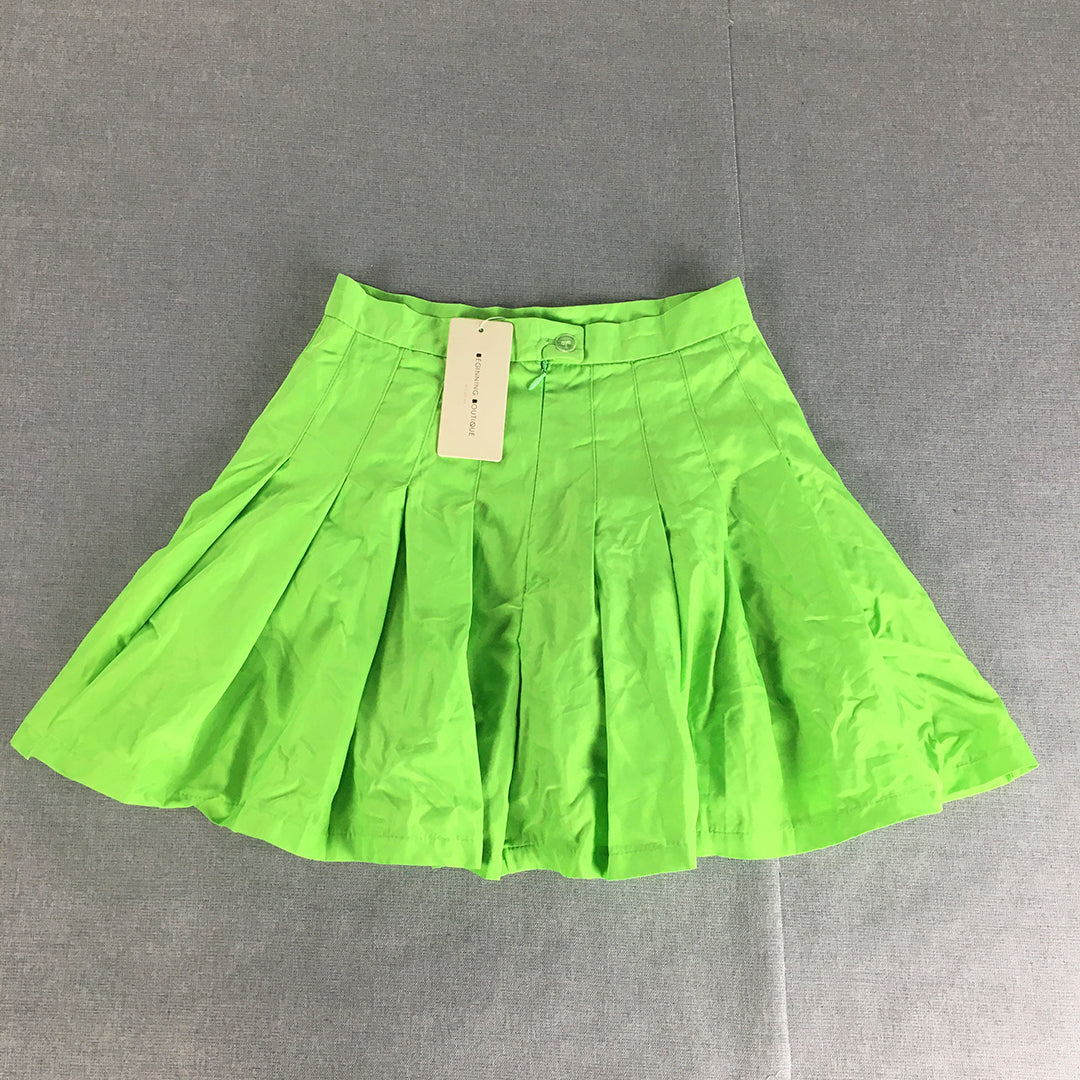 NEW Beginning Boutique Womens Mini Skirt Size 8 Green Pleated