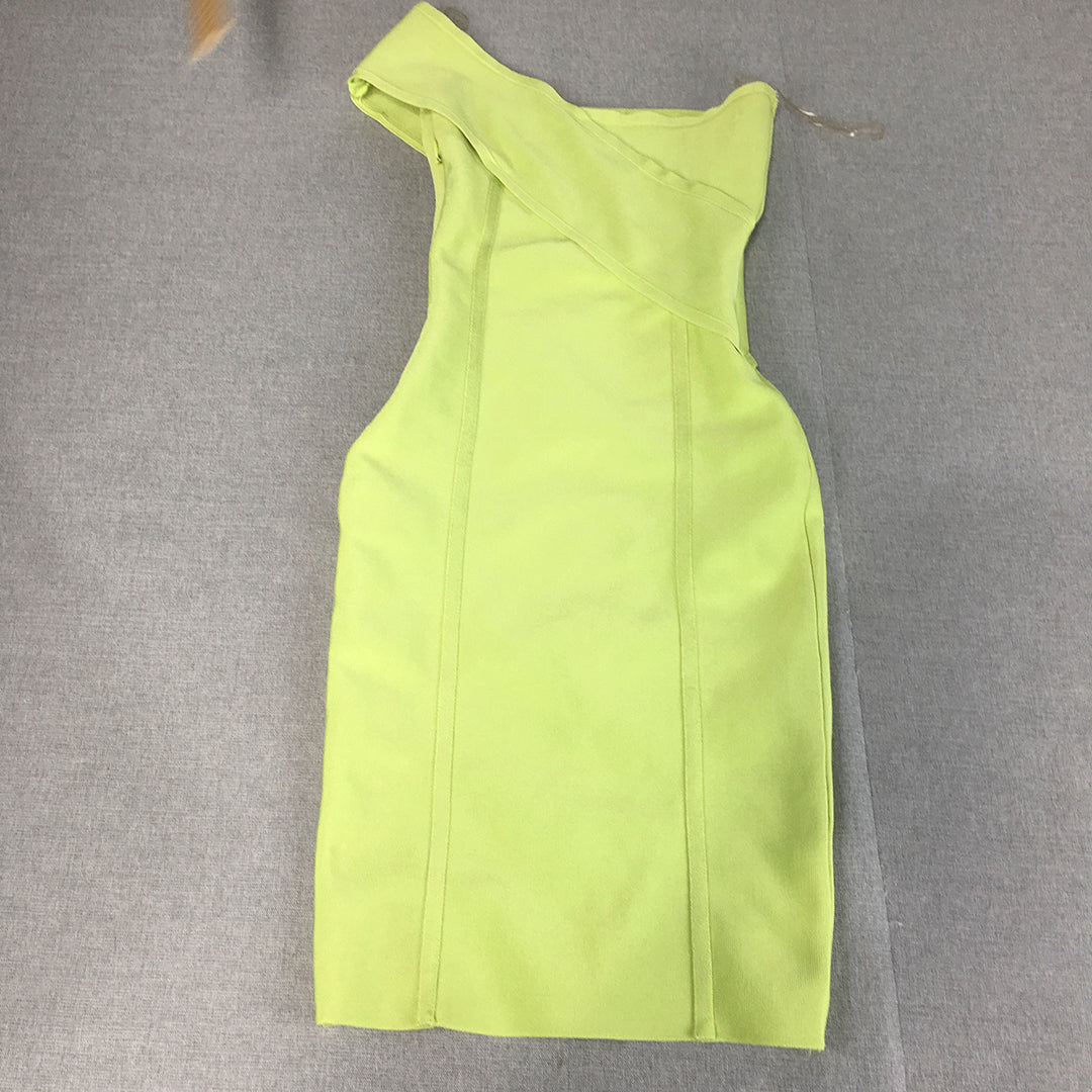 Meshki Womens Bodycon Dress Size S Green Stretch Mini Sleeveless