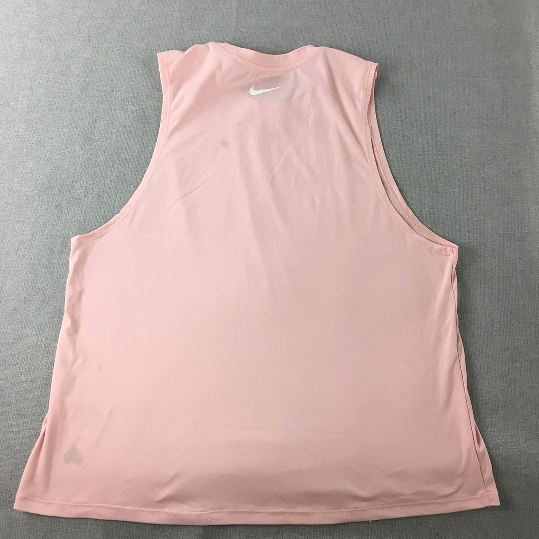 Nike Womens Tank Top Size L Pink Dri-Fit Sleeveless Singlet Shirt Running