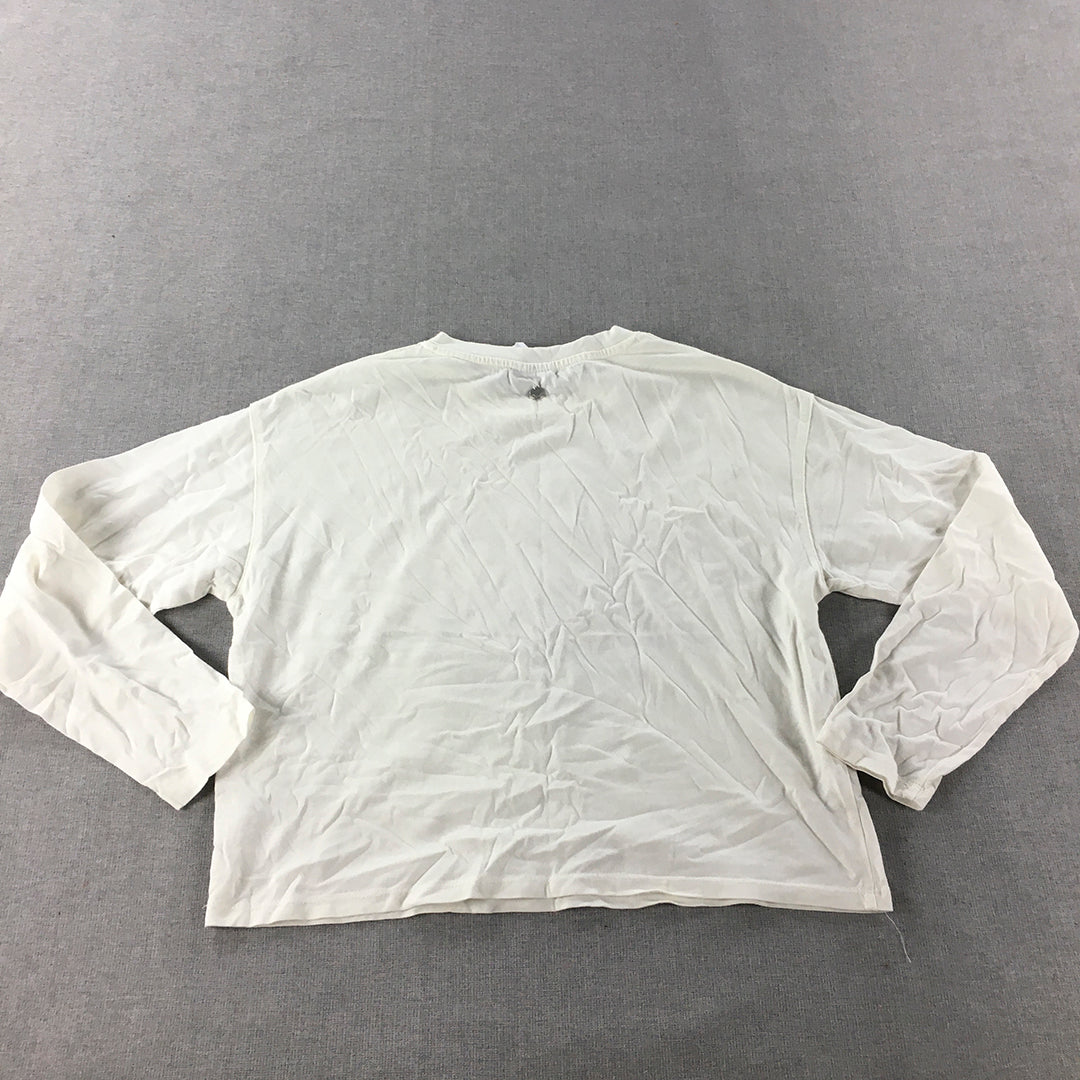 Eve Girl Long Sleeve Shirt Size 14 White Pullover Crew Neck Top