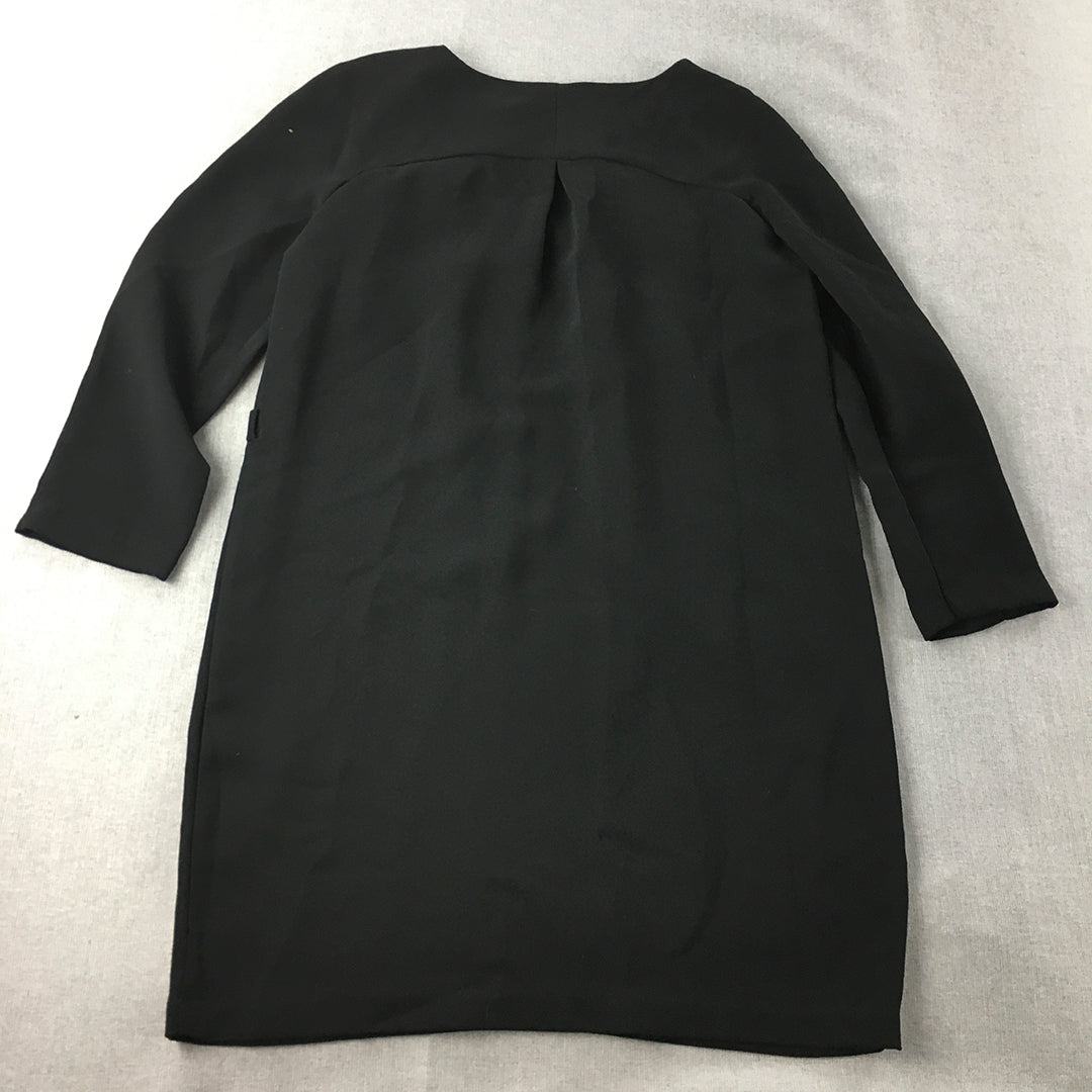 Zara Womens Mini Dress Size XL Black Long Sleeve Shift