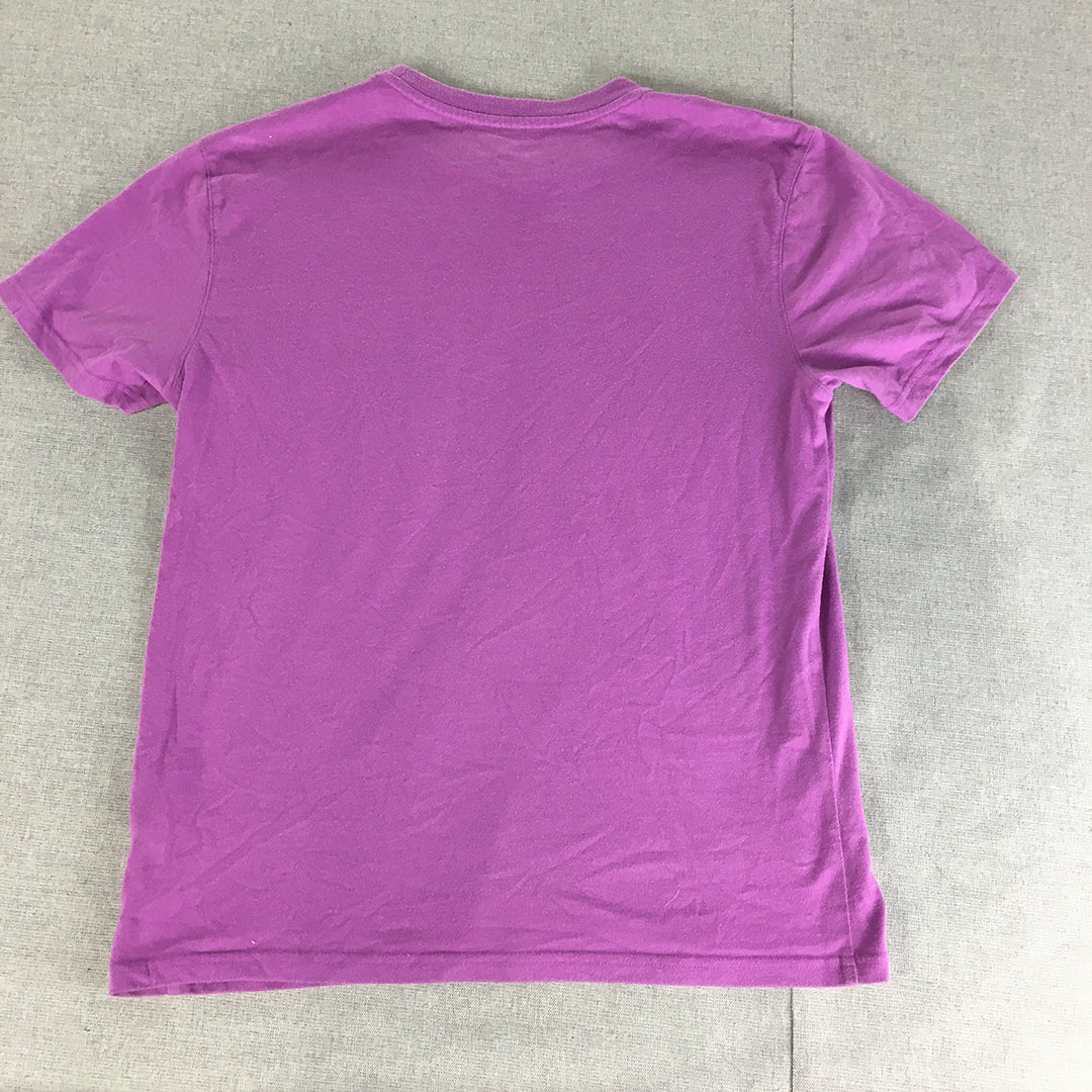 Asics Womens T-Shirt Size 14 Purple Logo Short Sleeve Top