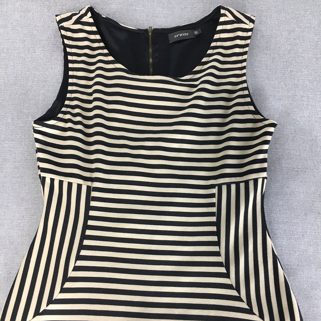 Cruise Womens Pencil Dress Size 36 (Small) Black & Beige Striped Mini