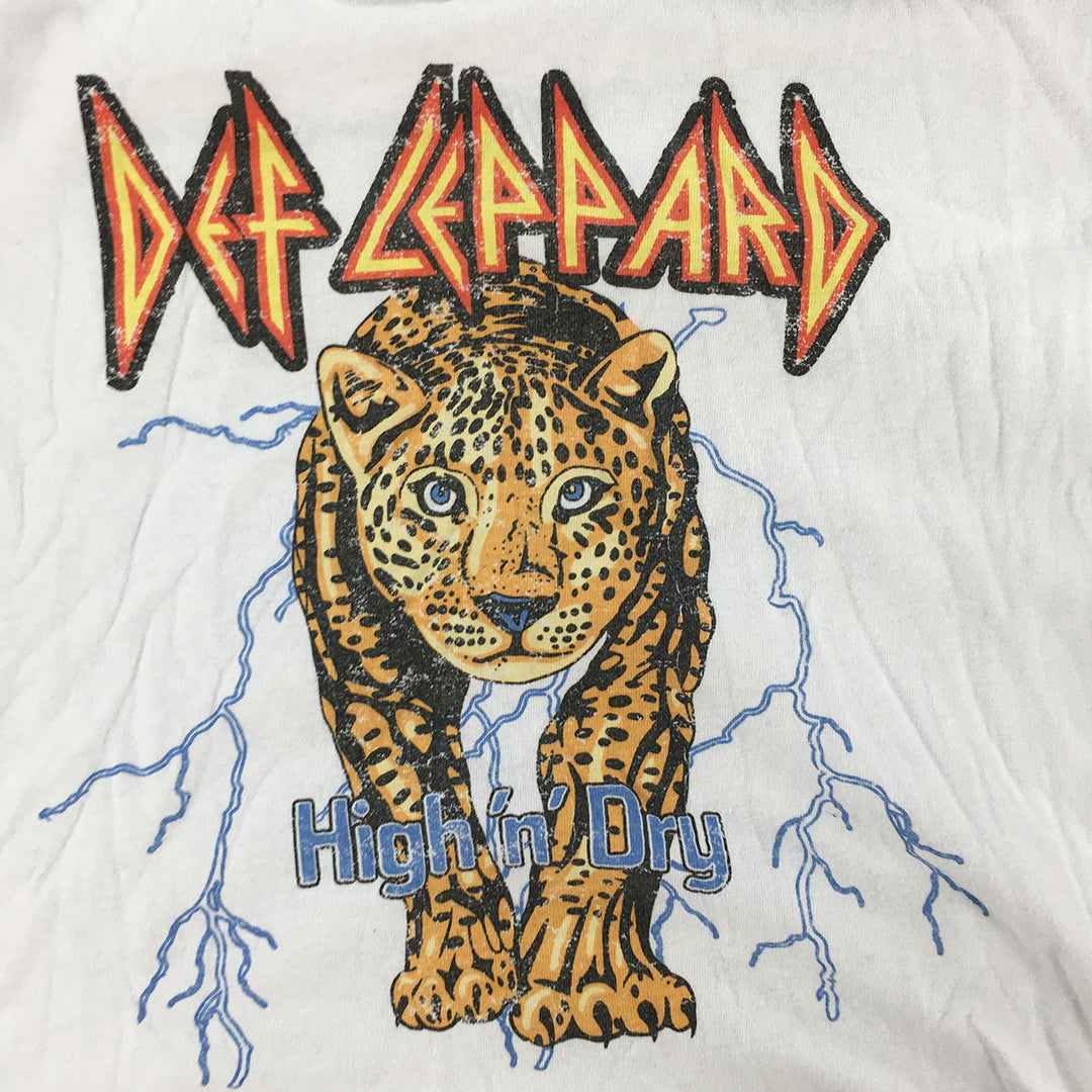 Def Leppard Womens T-Shirt Size XS White Short Sleeve Rock Band Top