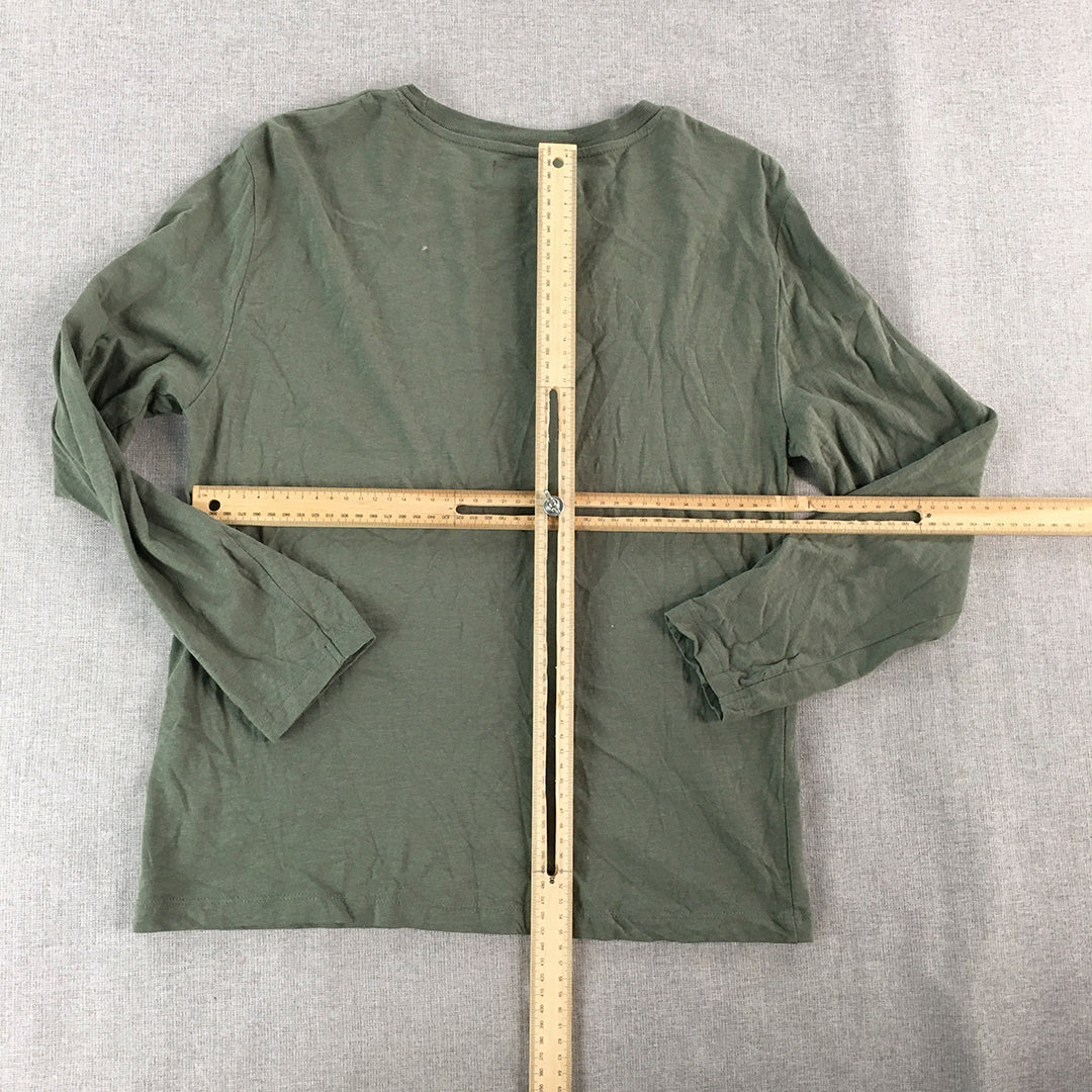 Zara Kids Boys Shirt Size 11 - 12 Years Khaki Green Long Sleeve Pullover