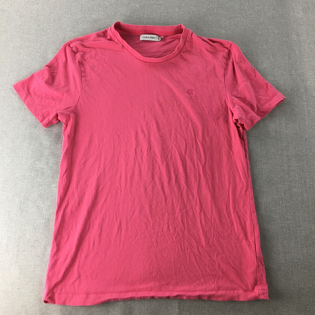 Calvin Klein Mens T-Shirt Size M Pink Logo Crew Neck Short Sleeve Tee