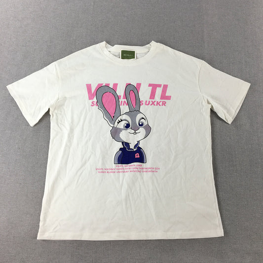 Judy Hopps Zootopia Womens T-Shirt Size L White Short Sleeve Top