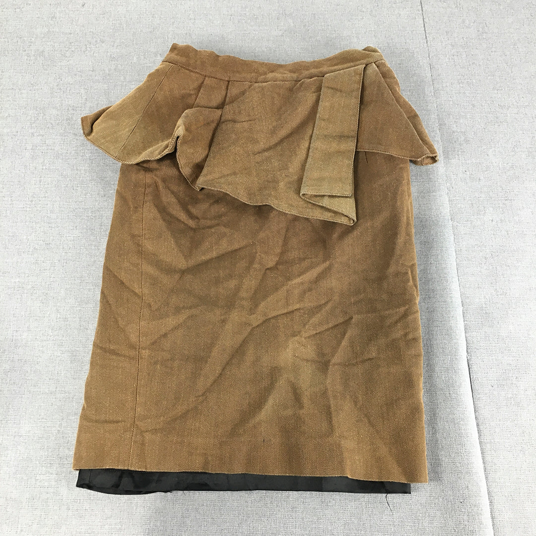 Sheike Womens Silk Blend Skirt Size 6 Brown Straight