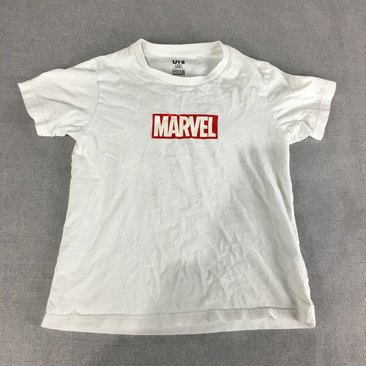 Uniqlo x Marvel Kids Boys T-Shirt Size 7 - 8 Years White Captain America