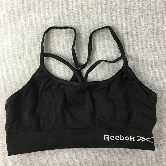 Reebok Womens Cropped Top Size L Black Logo Cropped Top