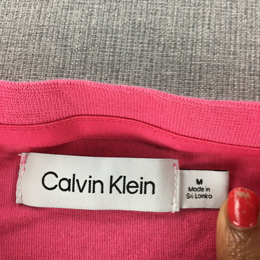 Calvin Klein Mens T-Shirt Size M Pink Logo Crew Neck Short Sleeve Tee