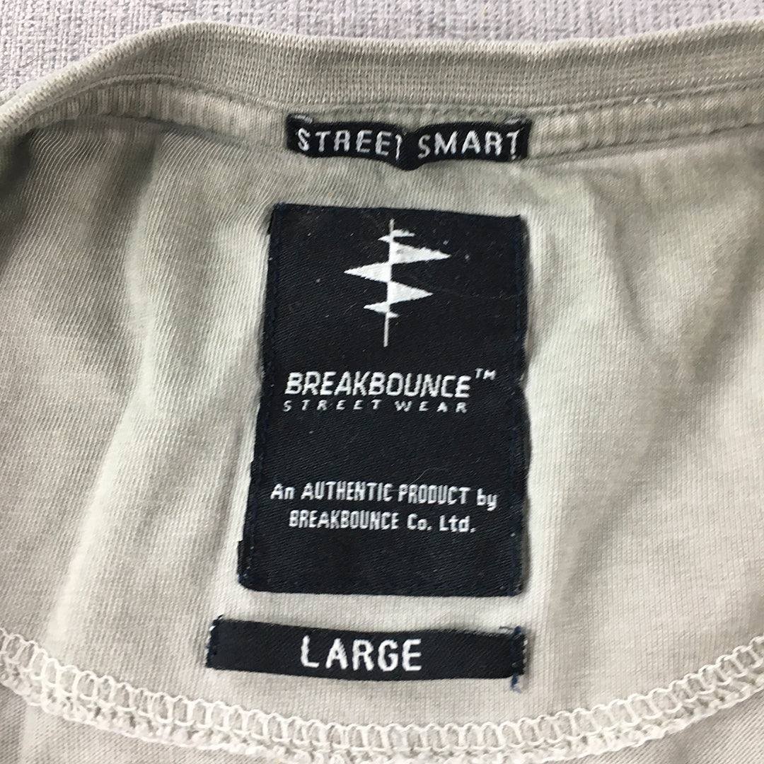 Breakbounce Mens T-Shirt Size L Grey Short Sleeve Crew Neck Tee