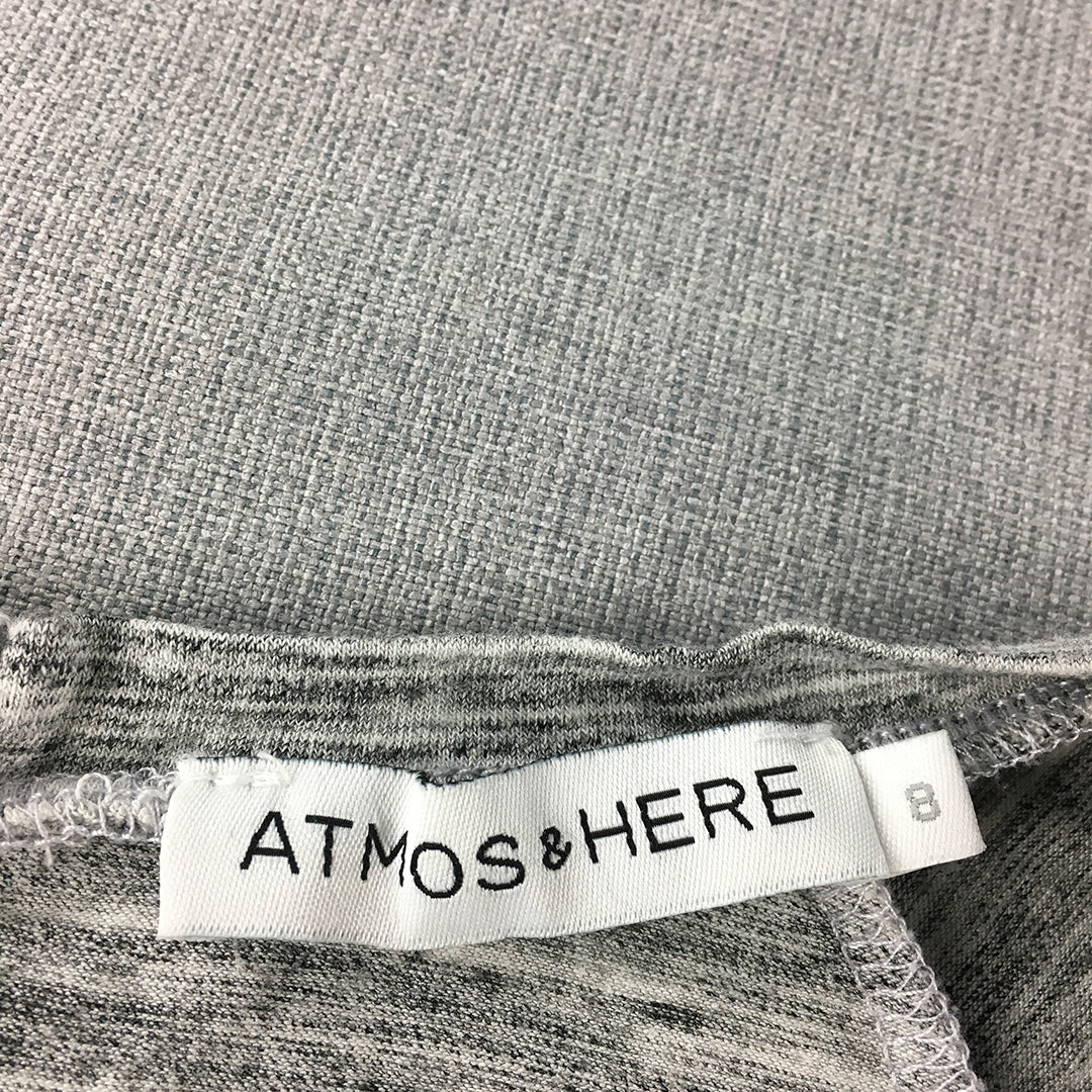 Atmos & Here Womens Shirt Dress Size 8 Grey Long Sleeve Stretch Knit Mini