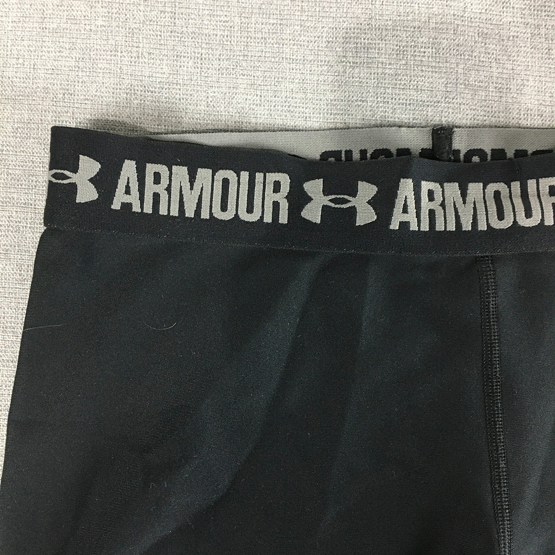 Under Armour Womens Shorts Size M Black Logo Gym Workout Running