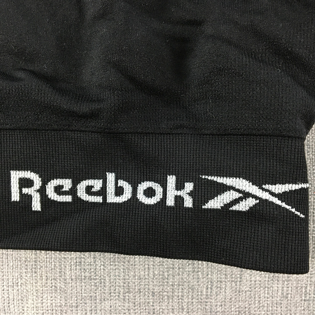 Reebok Womens Cropped Top Size L Black Logo Cropped Top