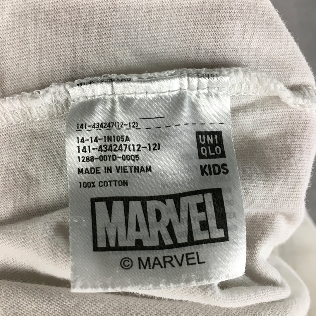 Uniqlo x Marvel Kids Boys T-Shirt Size 7 - 8 Years White Captain America