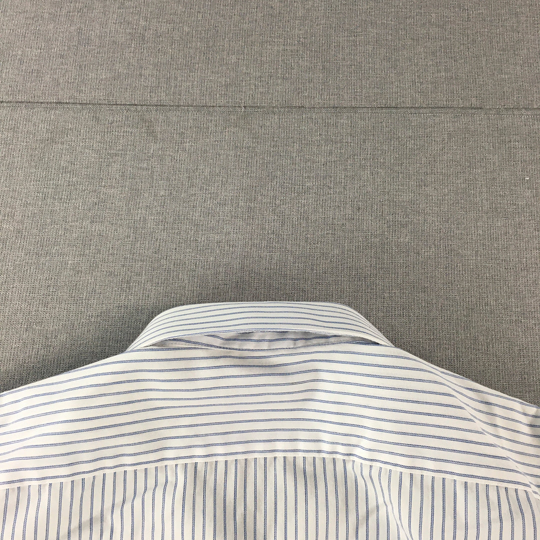 Pierre Cardin Mens Shirt Size 46 (2XL) White Striped Long Sleeve Button-Up