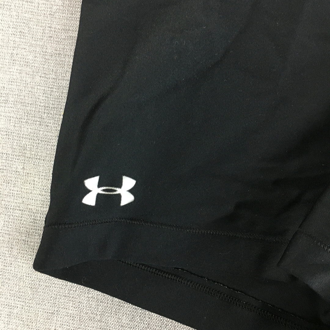 Under Armour Womens Shorts Size M Black Logo Gym Workout Running