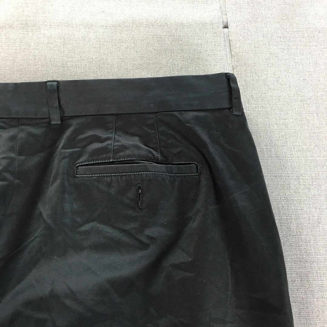 Sportscraft Mens Chino Pants Size 38 Black Straight Pockets Trousers