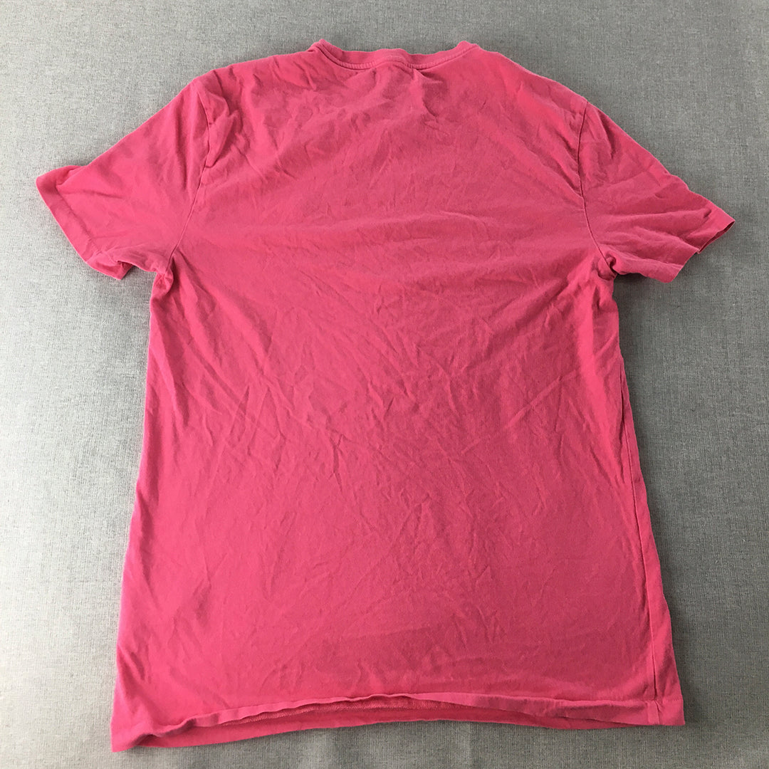 Calvin Klein Mens T-Shirt Size M Pink Logo Crew Neck Short Sleeve Tee