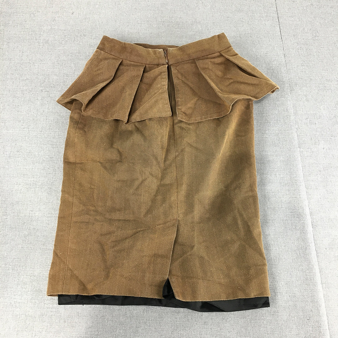 Sheike Womens Silk Blend Skirt Size 6 Brown Straight