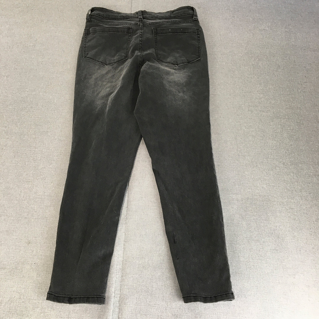 GRAB Denim Womens Skinny Jeans Size 30 Black Crop Stretch Denim