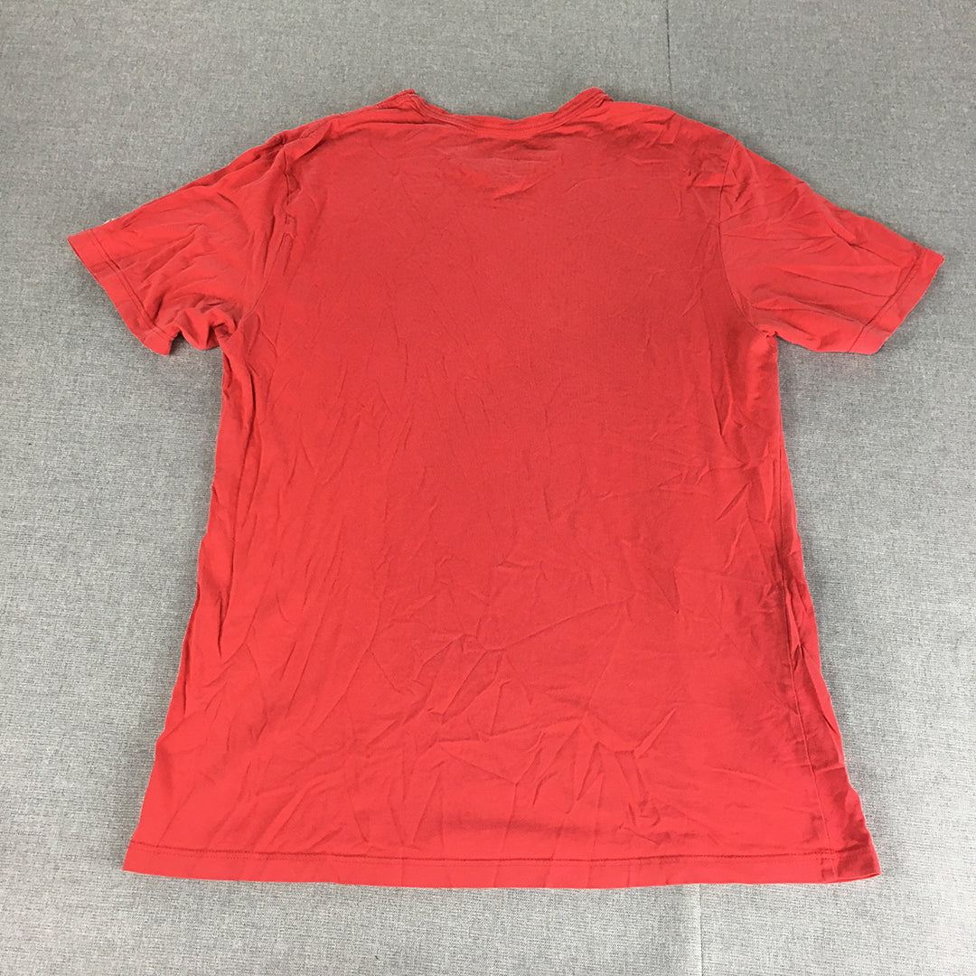 Champion Mens T-Shirt Size M Red Big Logo Crew Neck Short Sleeve Tee