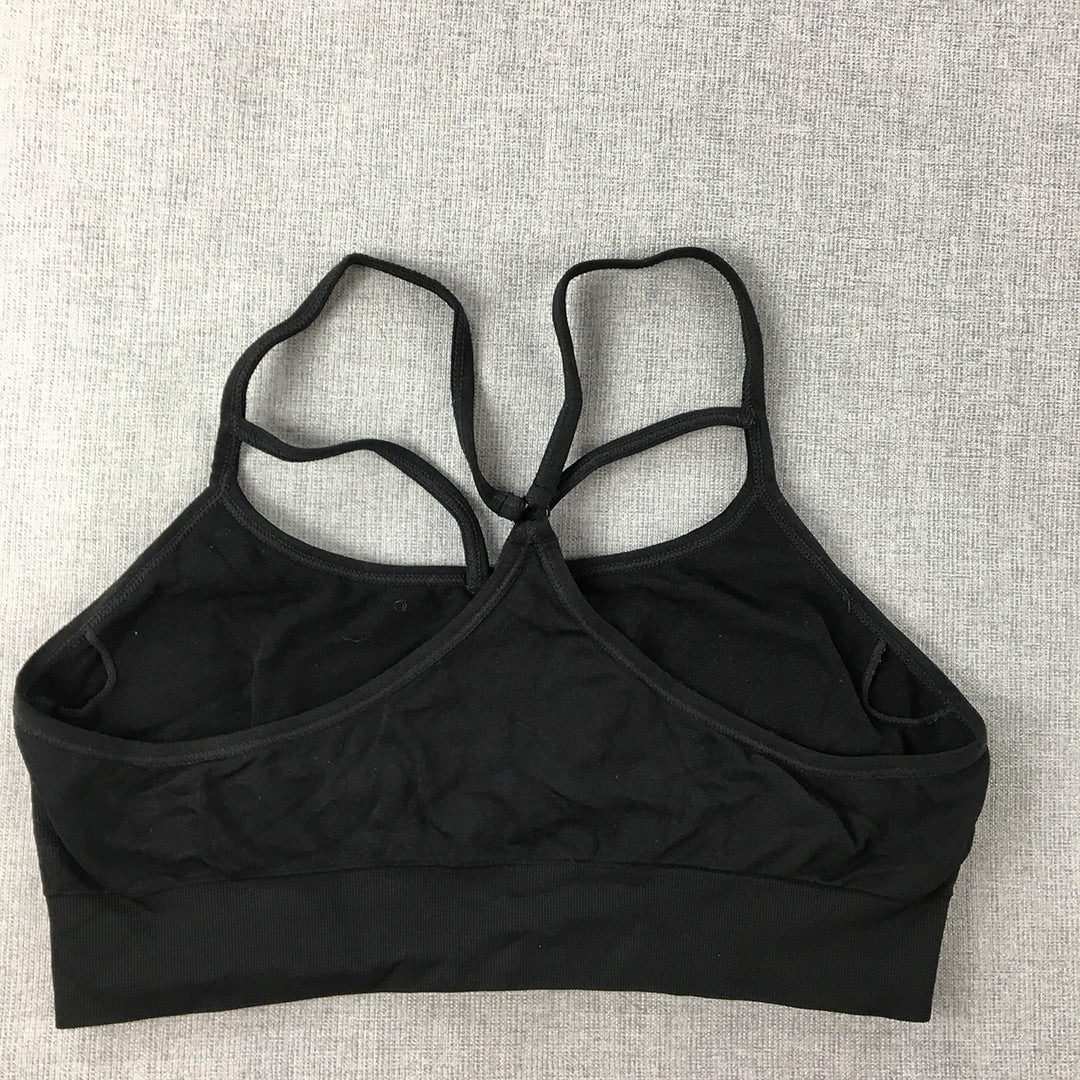 Reebok Womens Cropped Top Size L Black Logo Cropped Top