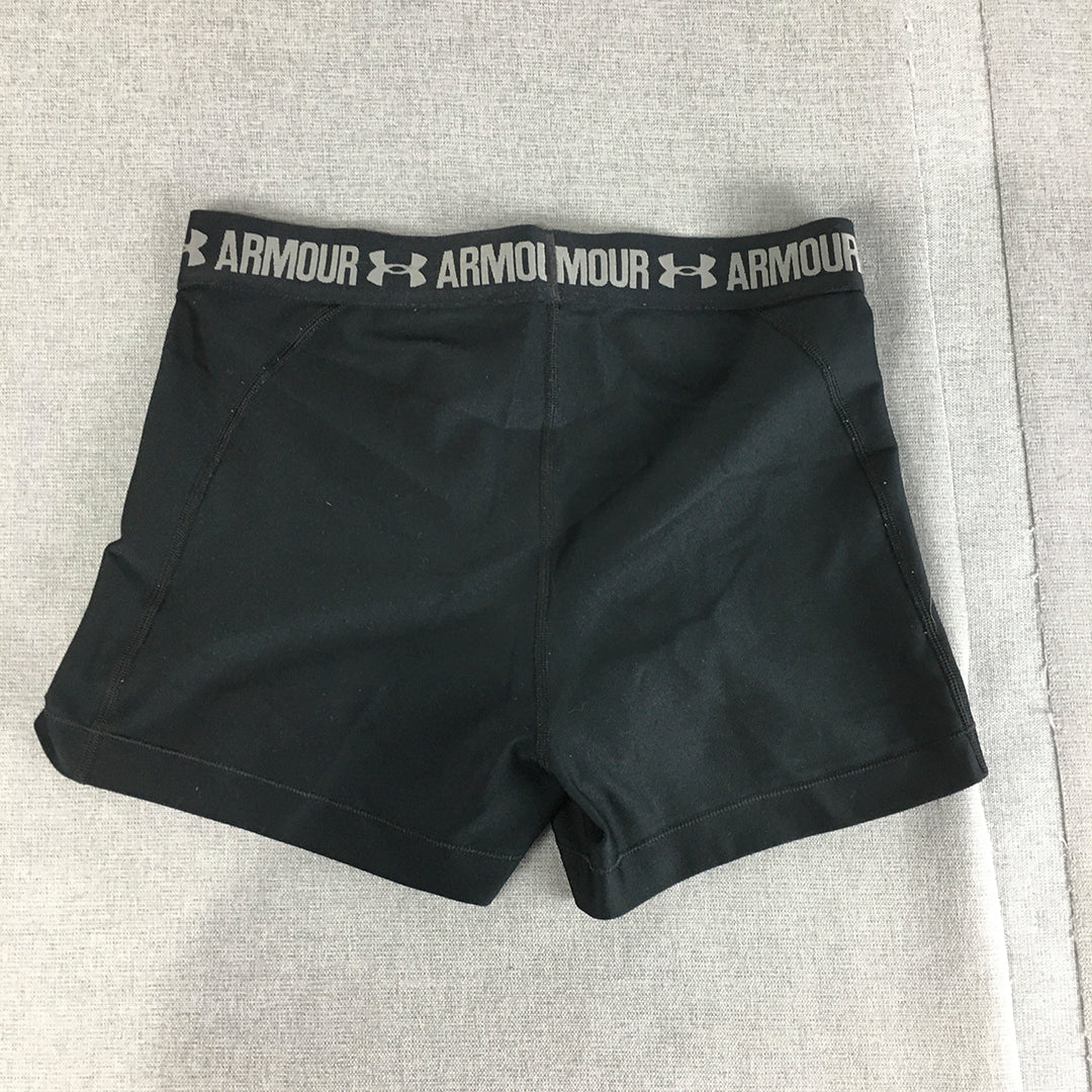 Under Armour Womens Shorts Size M Black Logo Gym Workout Running