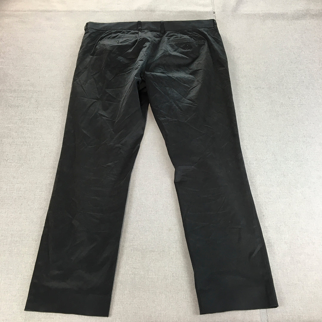 Sportscraft Mens Chino Pants Size 38 Black Straight Pockets Trousers