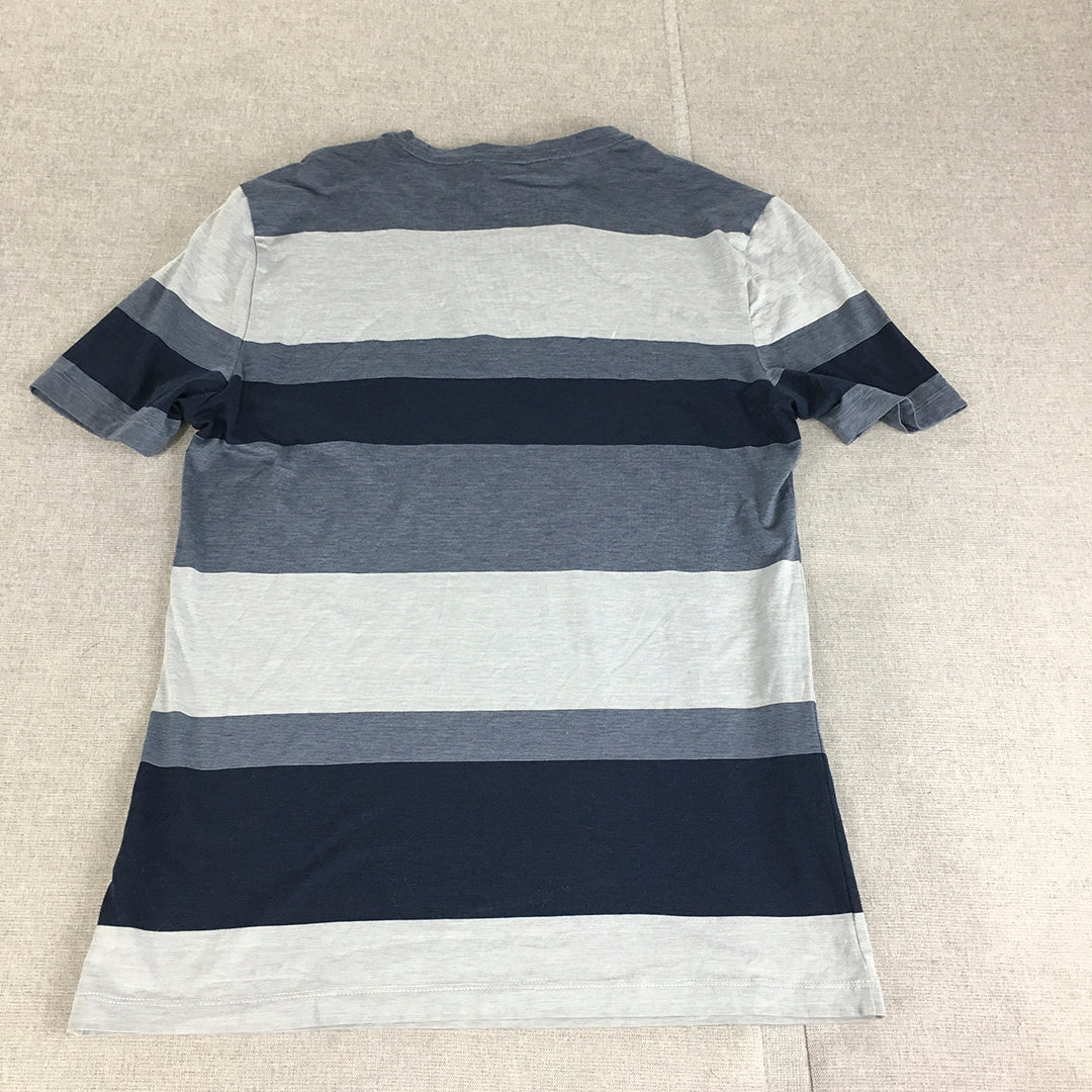 Autograph Womens T-Shirt Size S Blue Grey Striped Short Sleeve Top