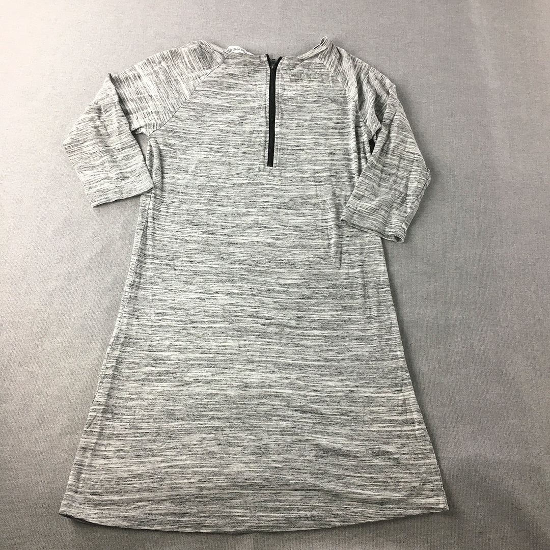 Atmos & Here Womens Shirt Dress Size 8 Grey Long Sleeve Stretch Knit Mini