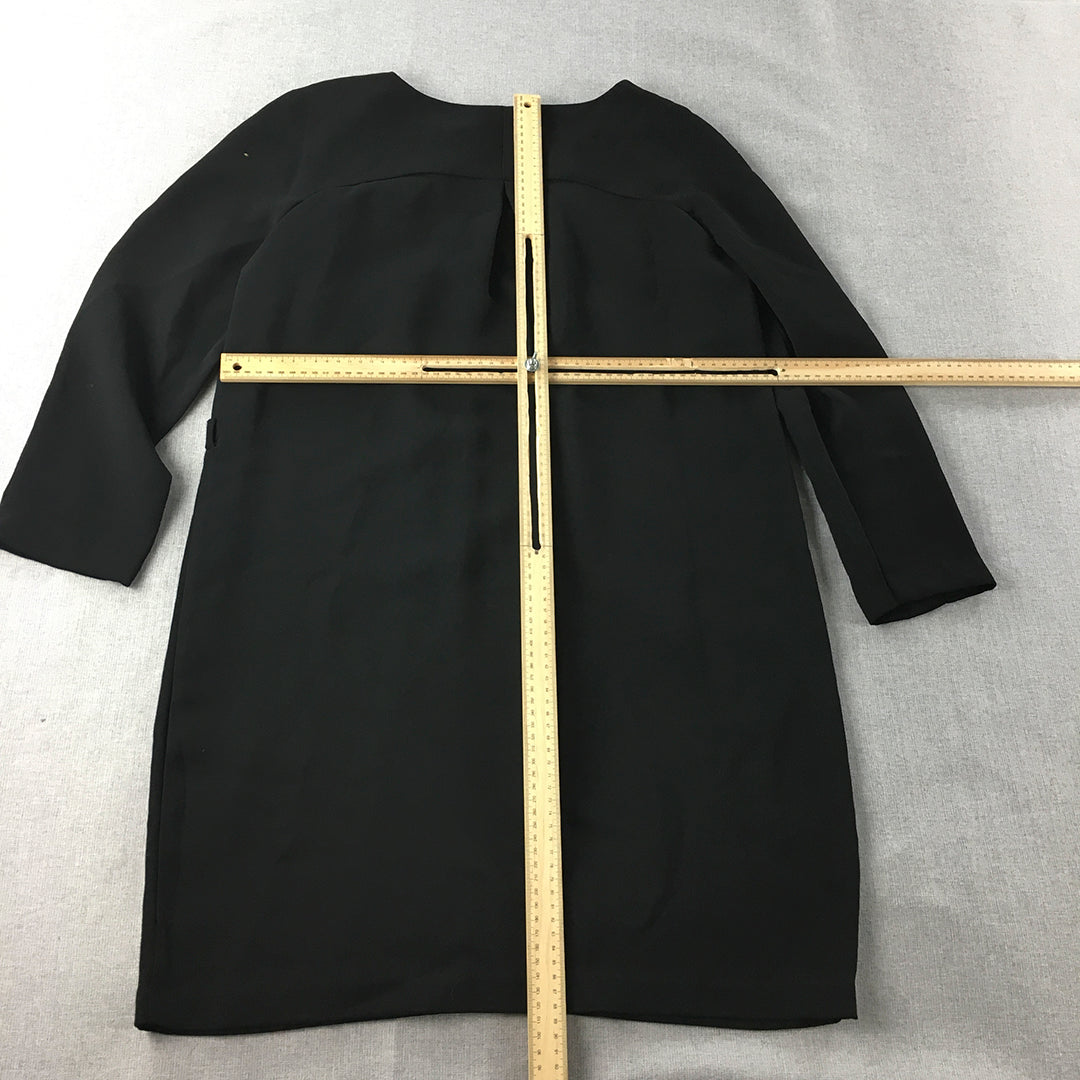 Zara Womens Mini Dress Size XL Black Long Sleeve Shift