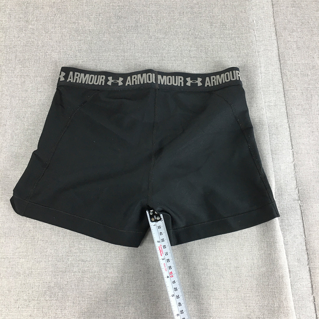 Under Armour Womens Shorts Size M Black Logo Gym Workout Running