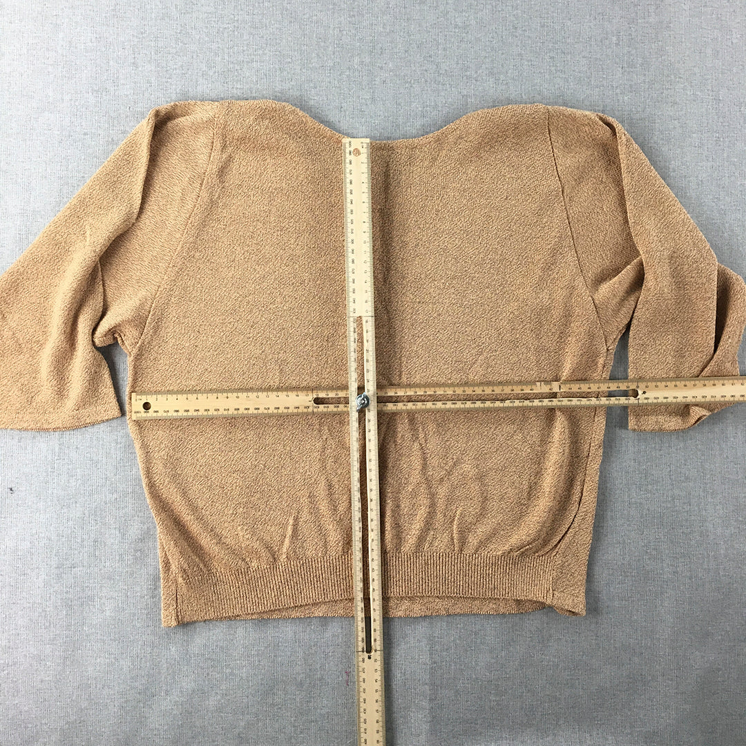 Vent De Vert Womens Knit Top Size L Brown 3/4 Length Sleeves Japanese Brand