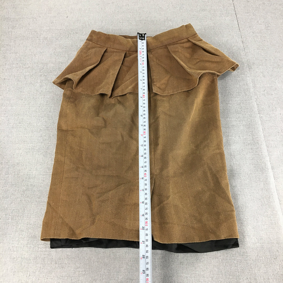 Sheike Womens Silk Blend Skirt Size 6 Brown Straight