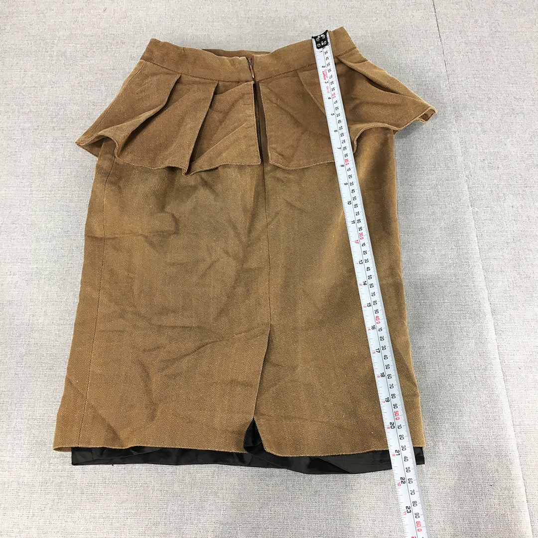 Sheike Womens Silk Blend Skirt Size 6 Brown Straight