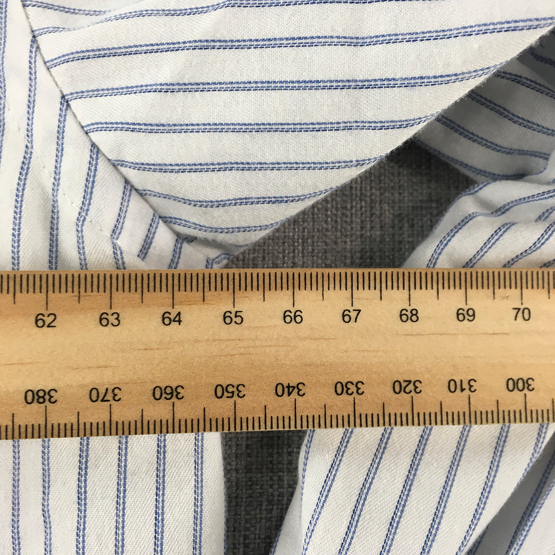 Pierre Cardin Mens Shirt Size 46 (2XL) White Striped Long Sleeve Button-Up