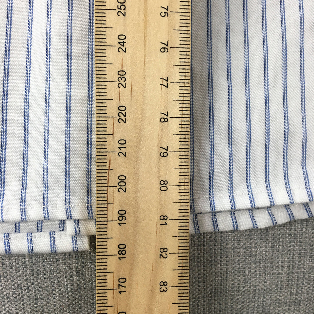 Pierre Cardin Mens Shirt Size 46 (2XL) White Striped Long Sleeve Button-Up