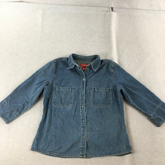 Vintage H&M L.O.G.G Womens Denim Shirt Size 14 Blue Long Sleeve Button-Up