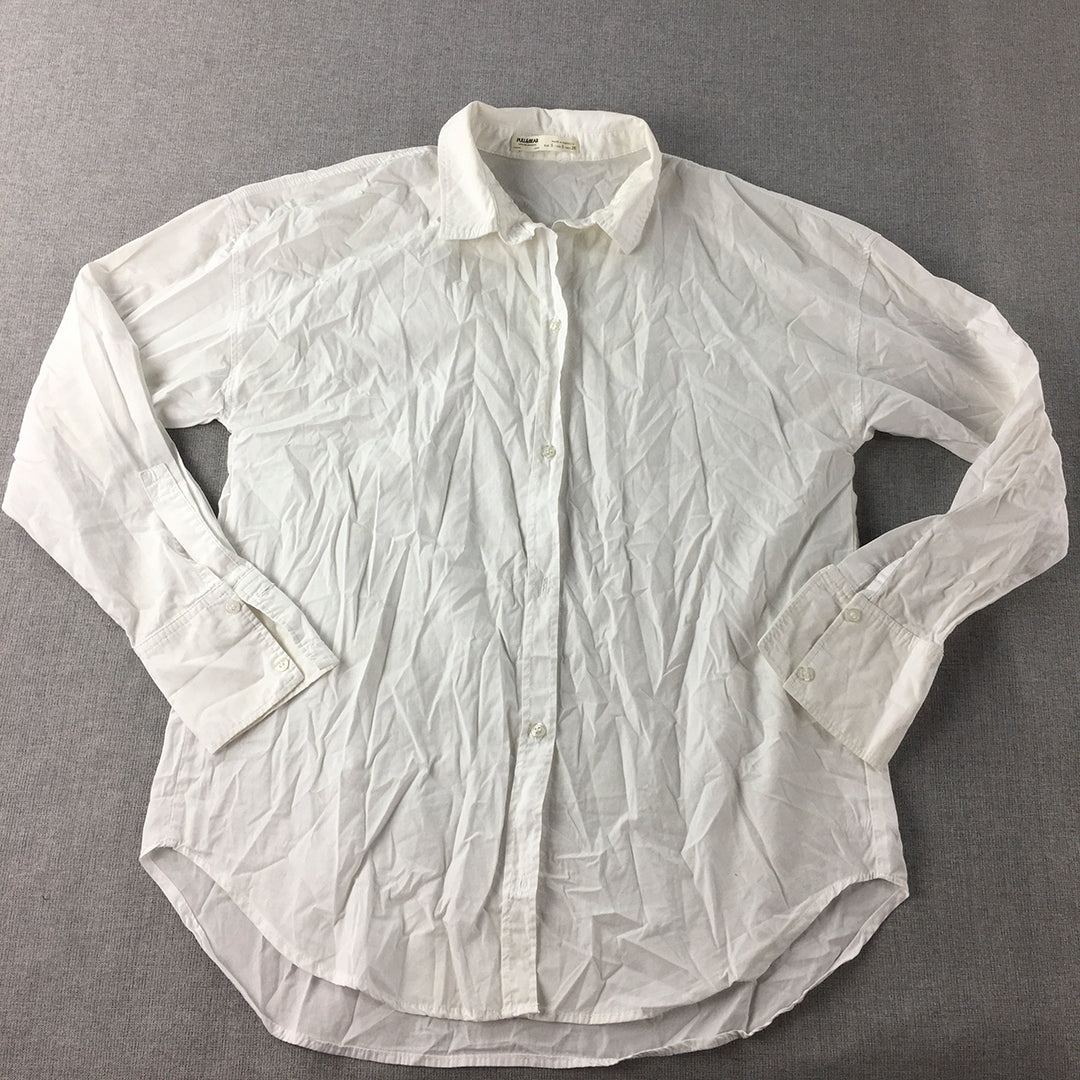 Pull & Bear Mens Shirt Size S White Long Sleeve Button-Up Collared