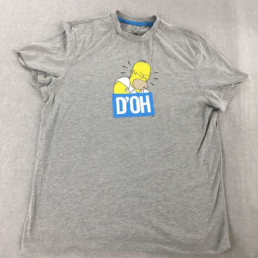 The Simpsons Mens T-Shirt Size L Grey Homer D'Oh Short Sleeve Tee